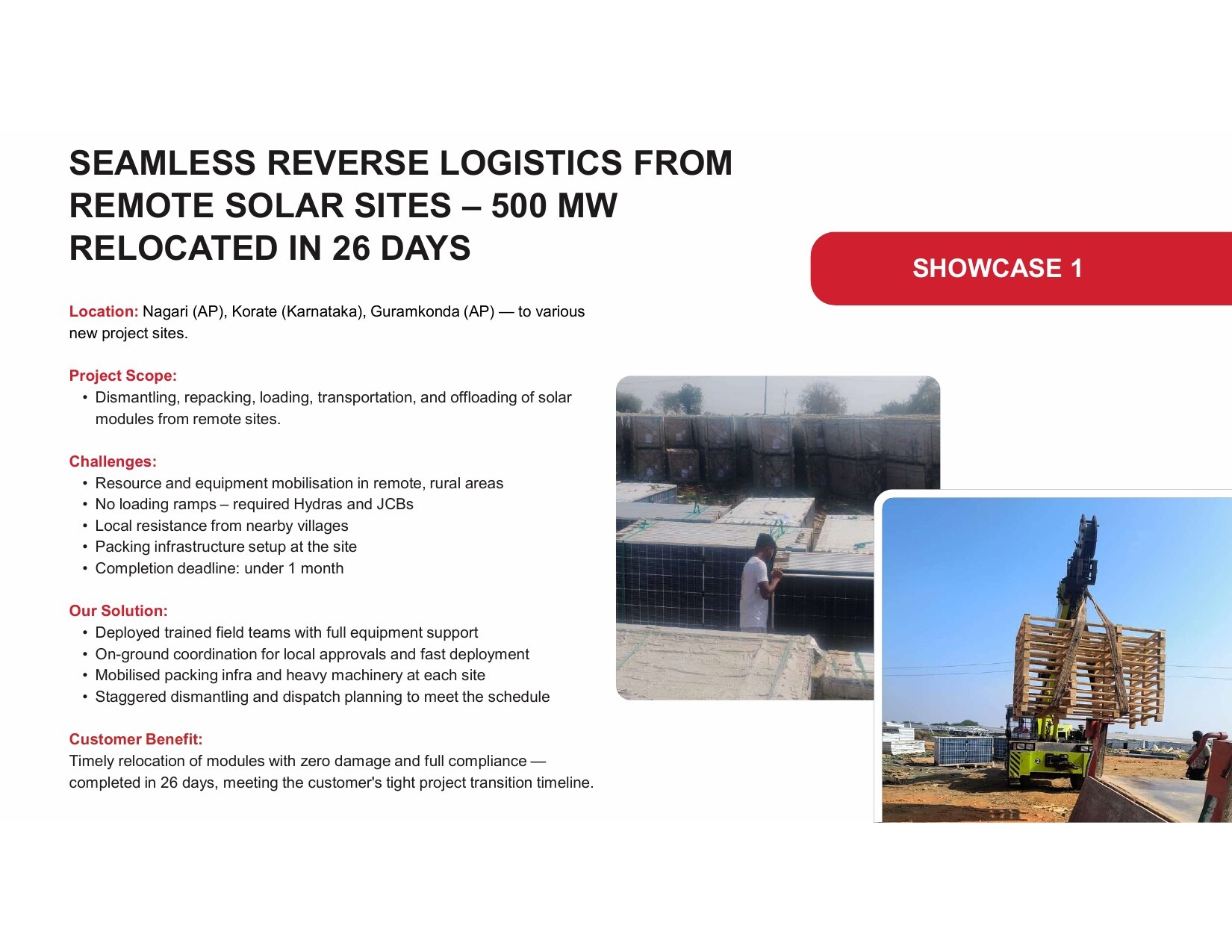 Showcase 1 — Seamless reverse logistics from remote solar sites